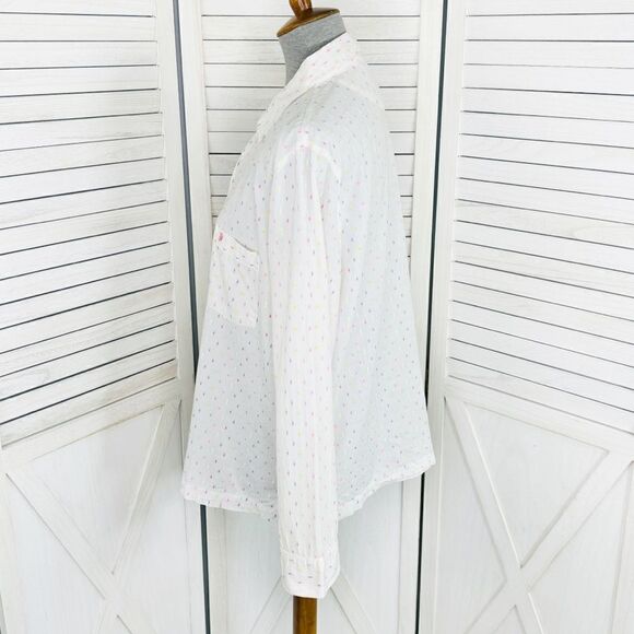 Victoria’s Secret Embroidered Neon Print Pajama Shirt White Multi Large - Picture 2 of 12